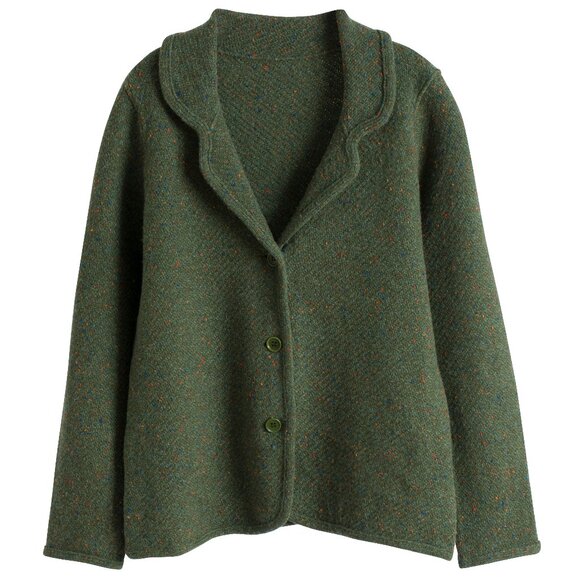 Sundazed (Belgium) Chevron Tweed Knit Bias Bound Cloverleaf Cardigan : M - Picture 3 of 8